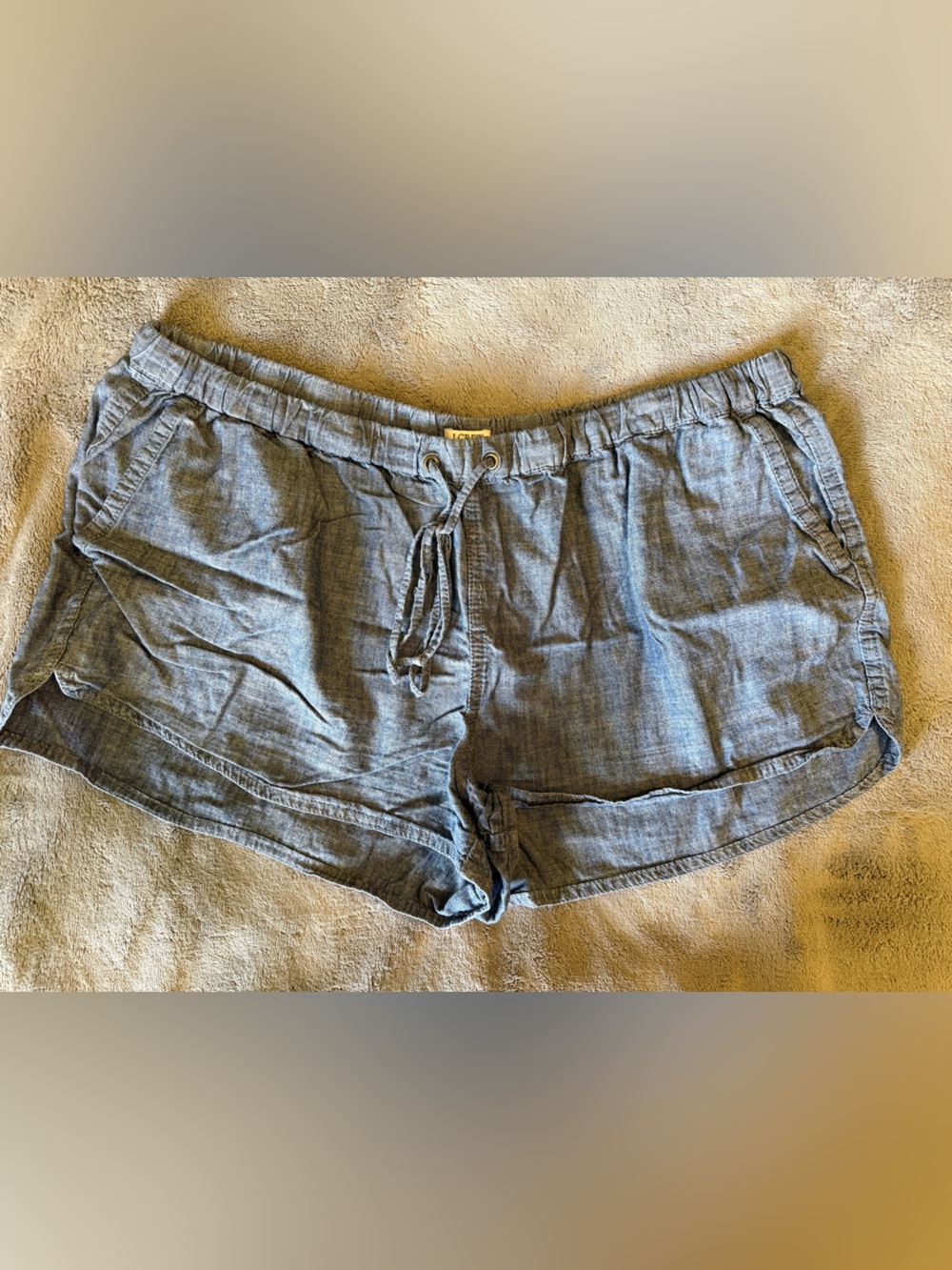 J. Crew Chambray Flat-Front Drawstring Shorts